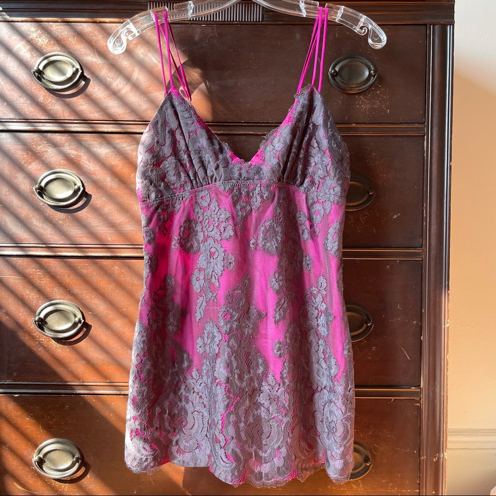 Flora Nikrooz Chemise Lace Front Ruffle & Bow Back Womens Sleepwear Sweet & Sexy